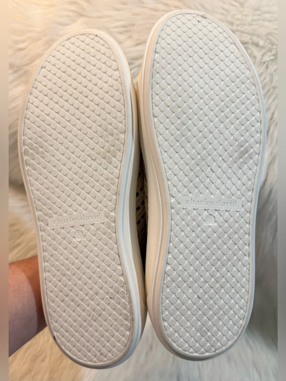 Charles David Sport Reason Raffia Platform Dress Sneaker Cream Ecru NEW